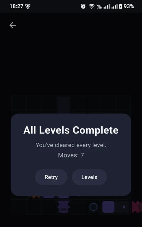 The all-levels-complete screen
