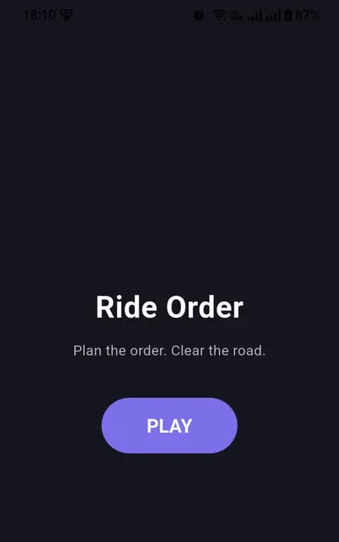 The Ride Order home screen